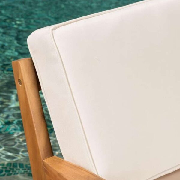 Grenada Teak Finish Stationary Wood Outdoor Patio Lounge Chair with Beige Cushion (2-Pack))